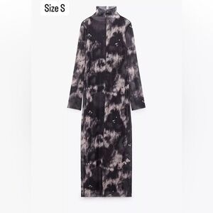 Zara Black and Gray Long Sleeve Dress